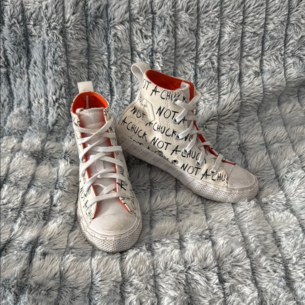 Converse White and Orange High-Top Sneakers